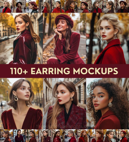 Earring Mockups • Burgundy Belle